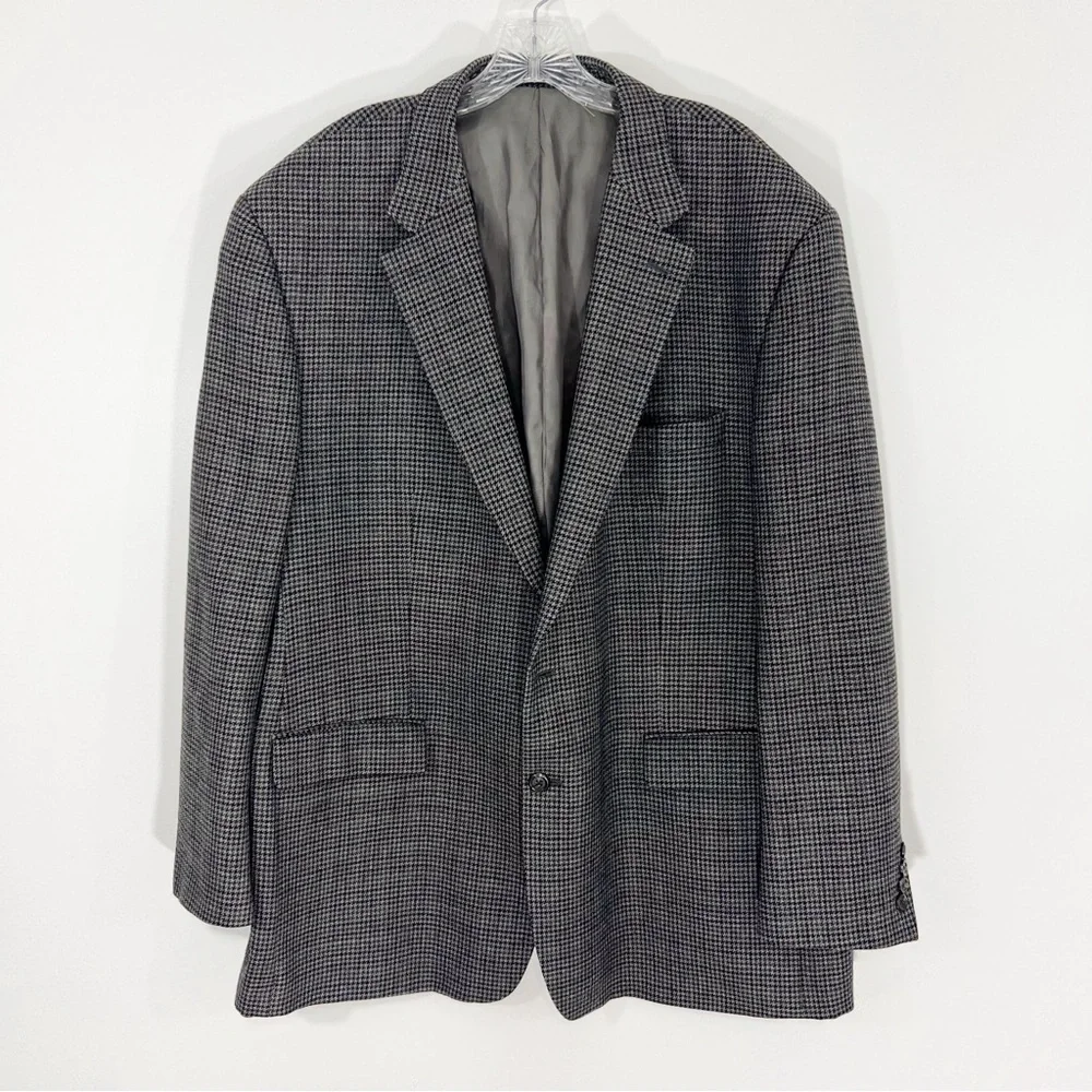 Lauren Ralph Lauren Houndstooth Wool Single Breasted Blazer Coat Size 50L
